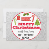 Festive Holiday Merry Kerstmis Red Silver Glitter Feestdagenkaart (Voorkant)