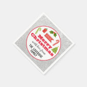 Festive Holiday Merry Kerstmis Red Silver Glitter Servet (Hoek)