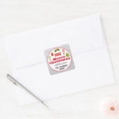 Festive Holiday Merry Kerstmis Red Silver Glitter Vierkante Sticker (Envelop)