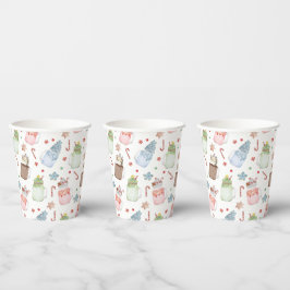 Festive Holiday Milkshakes Pattern Kerstmis Papieren Bekers