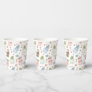 Festive Holiday Milkshakes Pattern Kerstmis Papieren Bekers