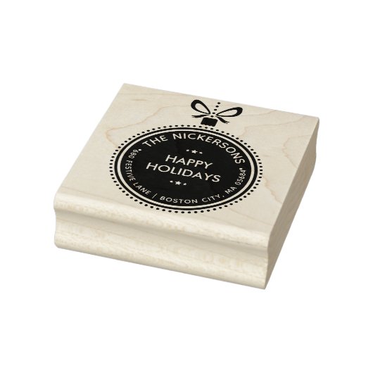 Festive Holiday Ornament Return Address Rubberstempel (Stempel)