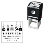 Festive Holiday Ornamenten Adres Zelfinktende Stempel (In situ)