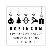 Festive Holiday Ornamenten Adres Zelfinktende Stempel (Design)