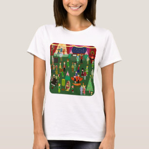 Festive Holiday Party Fun Retro Art Cartoon T-shirt