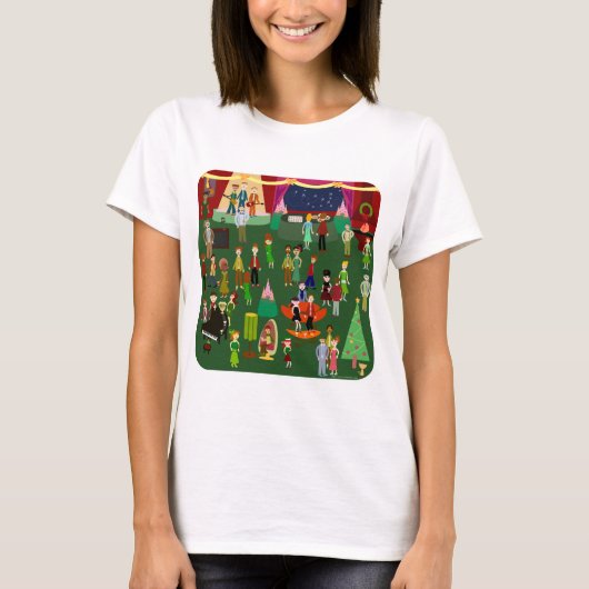Festive Holiday Party Fun Retro Art Cartoon T-shirt (Voorkant)