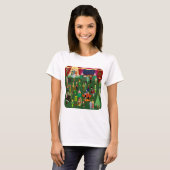 Festive Holiday Party Fun Retro Art Cartoon T-shirt (Voorkant volledig)