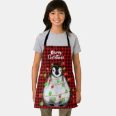 Festive Holiday Penguin, dubbellichten, rood slib Schort (Insitu)