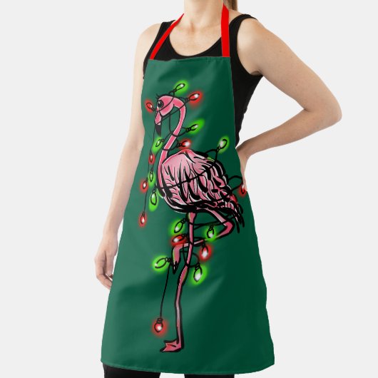 Festive  holiday pink flamingo, red green twinkle  schort (Insitu)