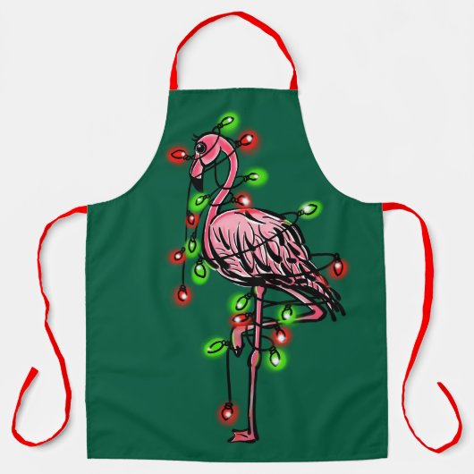 Festive holiday pink flamingo, red green twinkle schort (Voorkant)