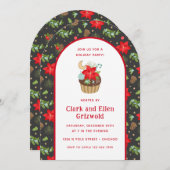 Festive Holiday Poinsettia Cupcake Kaart (Voorkant / Achterkant)