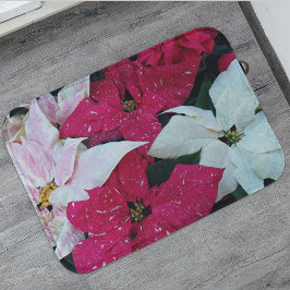 Festive Holiday Poinsettia Planten Floral Badmat