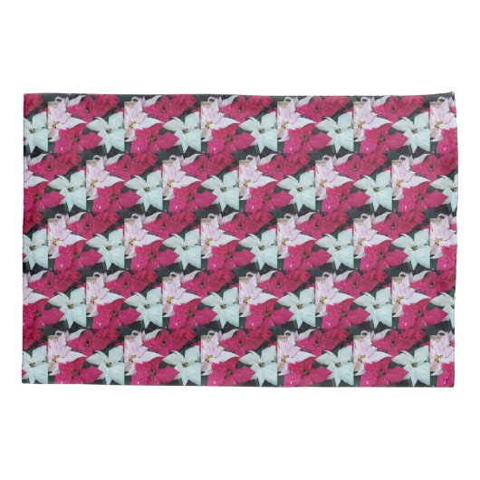 Festive Holiday Poinsettia Planten Floral Kussensloop (Achterkant-Links)