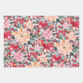 FESTIVE HOLIDAY Poinsettia Stripe Red Green Inpakpapier Vel (Voorkant 3)