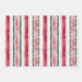 FESTIVE HOLIDAY Poinsettia Stripe Red Green Inpakpapier Vel (Voorkant 2)