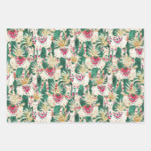 FESTIVE HOLIDAY Poinsettia Stripe Red Green Inpakpapier Vel (Voorkant)