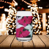 Festive Holiday Poinsettias Floral Blikvorm Glas