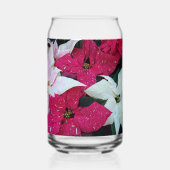 Festive Holiday Poinsettias Floral Blikvorm Glas (Voorkant)