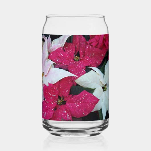 Festive Holiday Poinsettias Floral Blikvorm Glas (Voorkant)