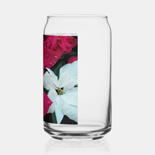 Festive Holiday Poinsettias Floral Blikvorm Glas (Links)
