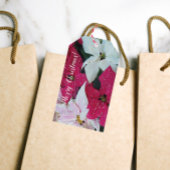 Festive Holiday Poinsettias Floral Cadeaulabel