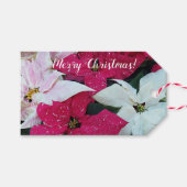 Festive Holiday Poinsettias Floral Cadeaulabel (Voorkant (Horizontaal))