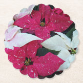Festive Holiday Poinsettias Floral Kartonnen Onderzetters (Voorkant)