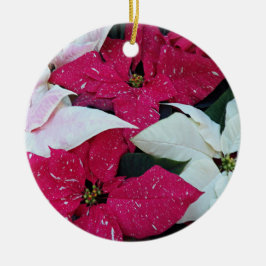 Festive Holiday Poinsettias Floral Keramisch Ornament