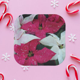 Festive Holiday Poinsettias Floral Papieren Bordje