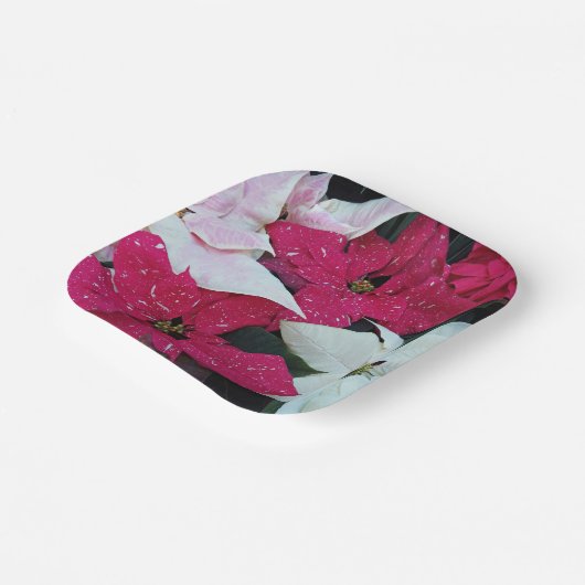 Festive Holiday Poinsettias Floral Papieren Bordje (Gebogen)