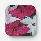 Festive Holiday Poinsettias Floral Papieren Bordje (Voorkant)