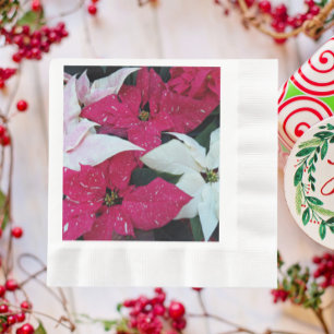 Festive Holiday Poinsettias Floral Servet