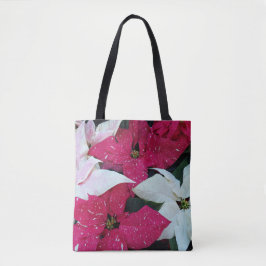 Festive Holiday Poinsettias Floral Tote Bag