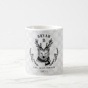 Festive Holiday Polar Beer Etching Family Monogram Koffiemok