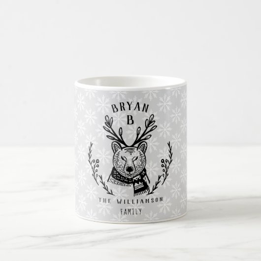 Festive Holiday Polar Beer Etching Family Monogram Koffiemok (Center)