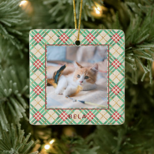 Festive Holiday Pset-naam kerstmis Keramisch Ornament