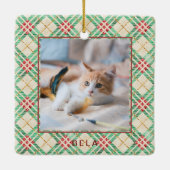 Festive Holiday Pset-naam kerstmis Keramisch Ornament (Achterkant)