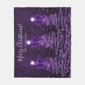 Festive Holiday Purple Christmas Trees Bows Fleece Deken (Voorkant)