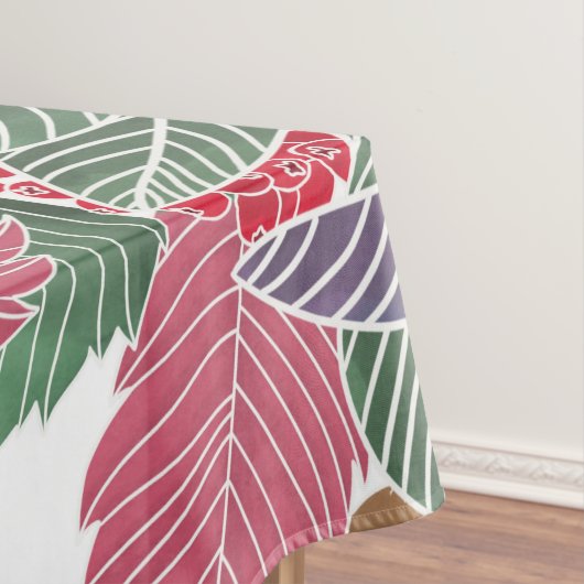 Festive Holiday Red Green Roze Autumn Holly Leaves Tafelkleed (Voorbeeld)