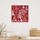 Festive Holiday Red Kerstmis - Patroon Poster (Keuken)