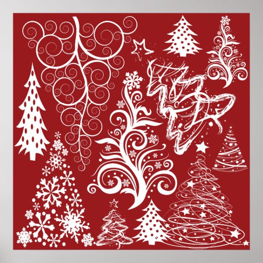 Festive Holiday Red Kerstmis - Patroon Poster (Voorkant)