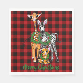 Festive Holiday safari vrienden, rode zwarte vlek Servet