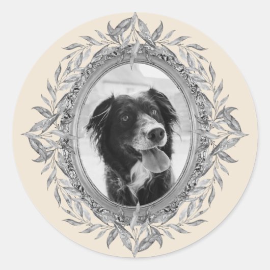 Festive Holiday Silver laat de grote foto achter Ronde Sticker (Voorkant)