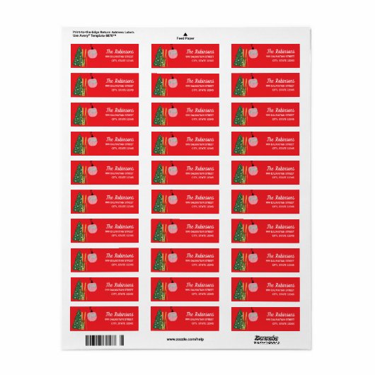 Festive Holiday Ski Skiing Return Address Label (Full Sheet)