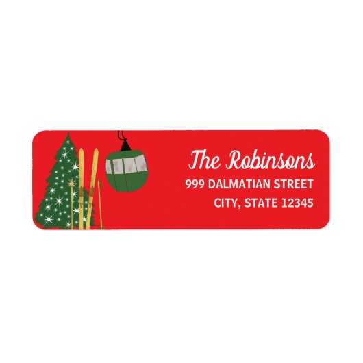 Festive Holiday Ski Skiing Return Address Label (Voorkant)