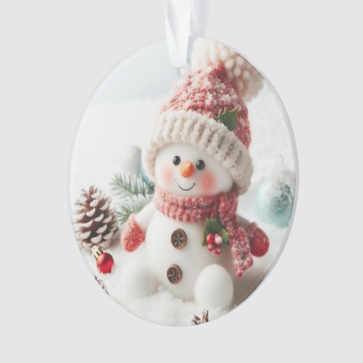 Festive Holiday Snowman Ornament (voorkant)