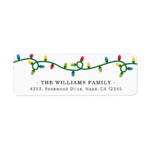 Festive Holiday String Lights White Return Address Etiket