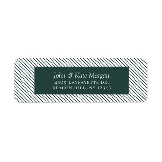 Festive Holiday Stripe Green Return Label (Voorkant)