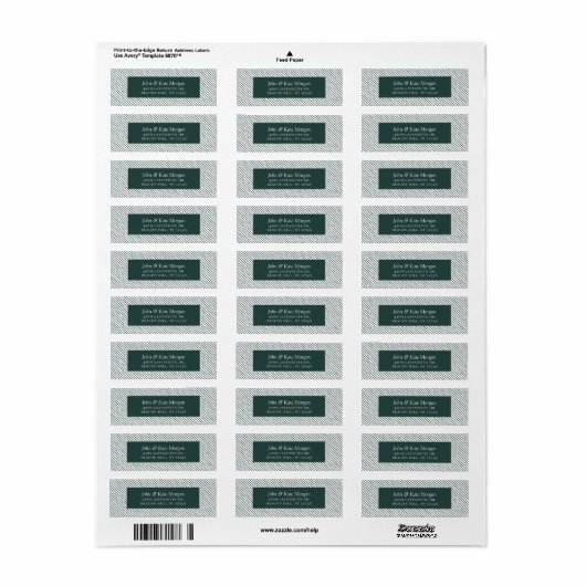 Festive Holiday Stripe Green Return Label (Full Sheet)