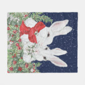 Festive Holiday Whimsical Bunny Rabbit Fleece Deken (Voorkant (Horizontaal))